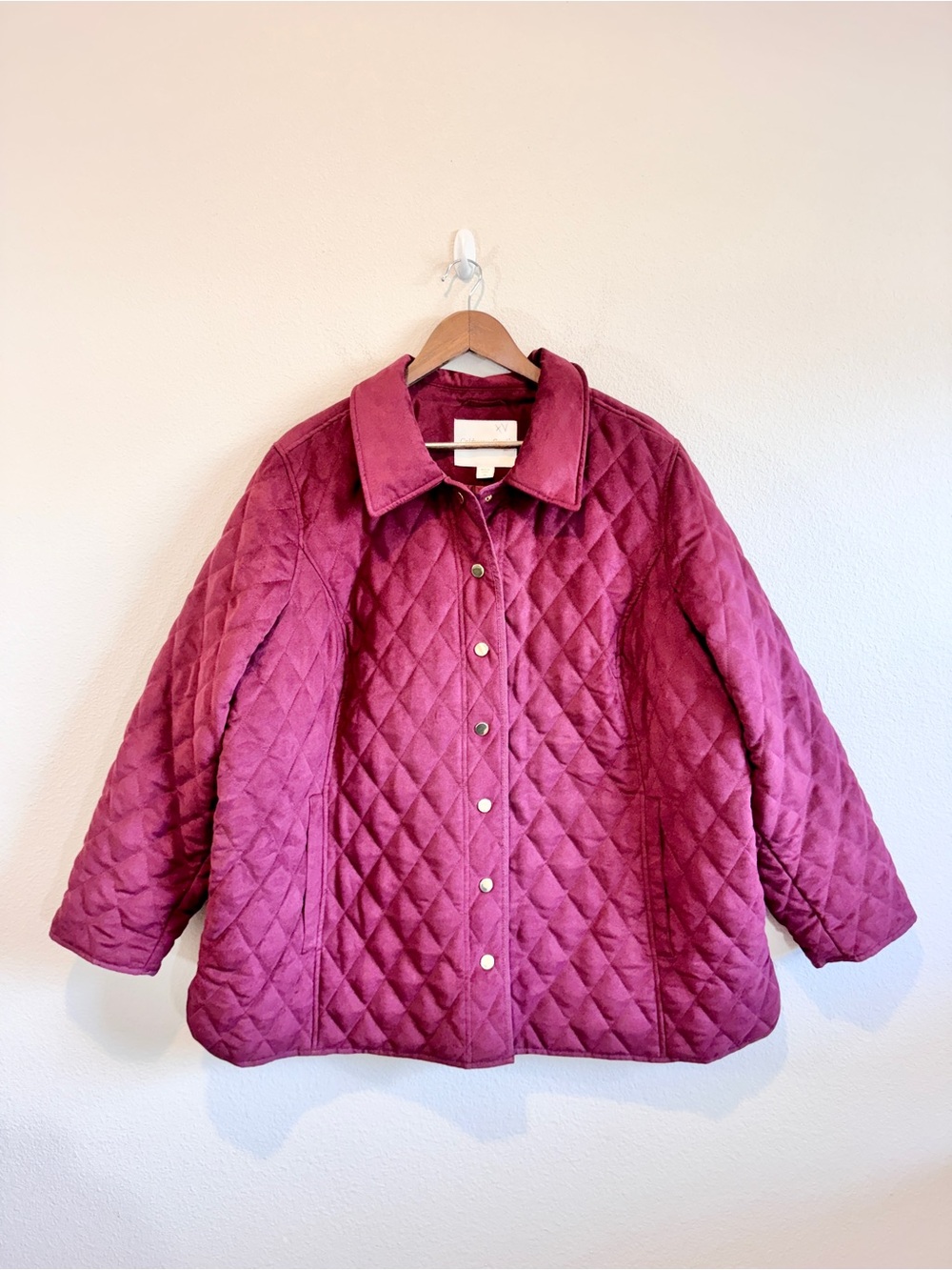 Coldwater Creek Quilted Jacket 2X Burgundy Equestrian Barn Chore Coat Preppy K83